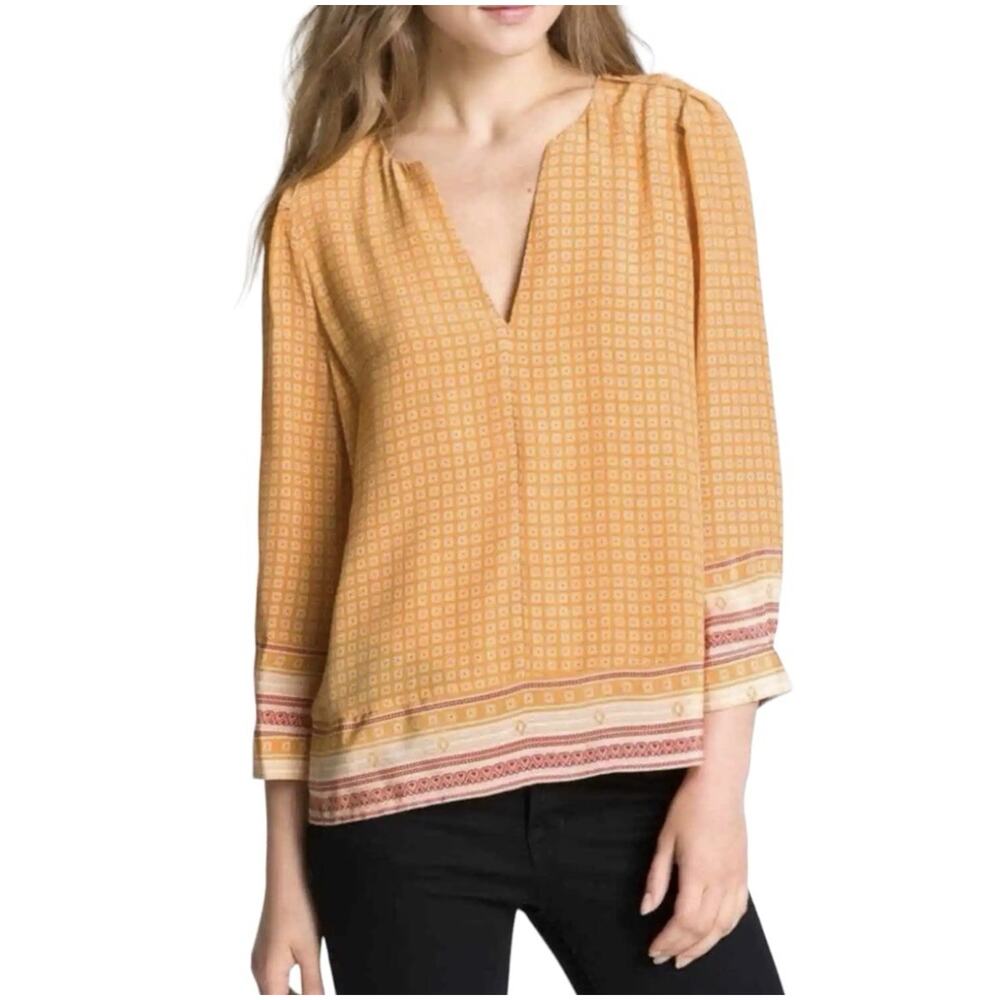 Joie 100% Silk Blouse Top XS Amy Scarf Geometric Flowy Cottagecore Feminine Boho